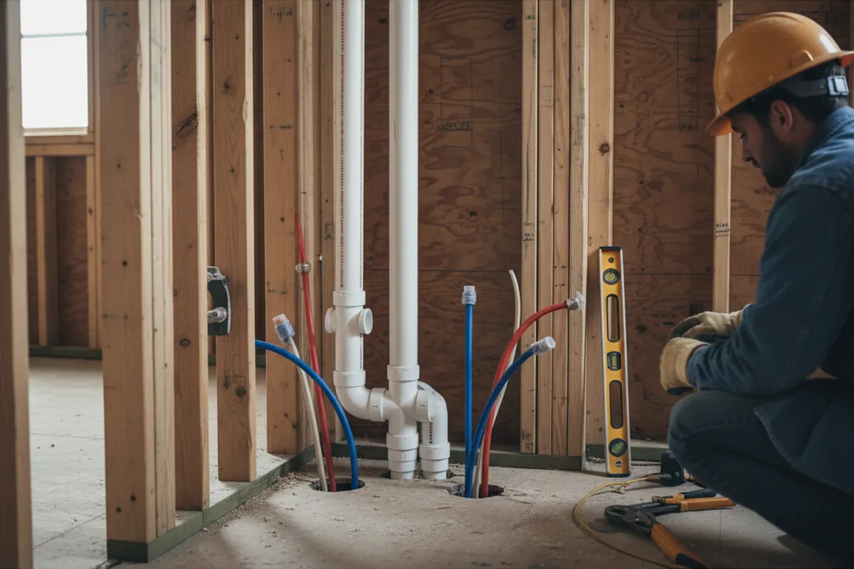 Drain and supply rough-in during Toilet Repair and Installation in Malden